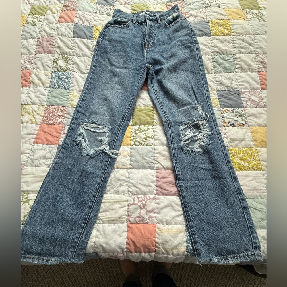 PacSun Blue Distressed Straight leg jeans